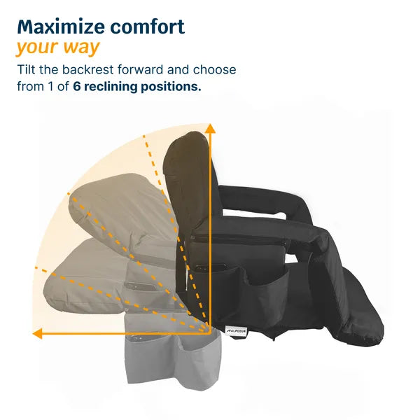 Alpcour Reclining Stadium Seat - Waterproof Foldable Camping Chair With Extra Thick Padding And Wide Back Support - view 3