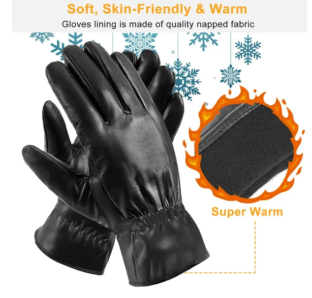 Unisex Leather Winter Warm Gloves Outdoor Windproof Soft Gloves Cycling Skiing Running Cold Winter Gloves - view 4