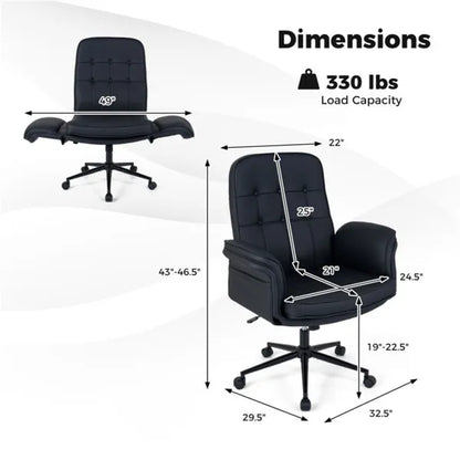 5-Position Adjustable Armrest Criss Cross Chair, Cat Scratch Leather Swivel Desk Chair With Side Pockets - view 5