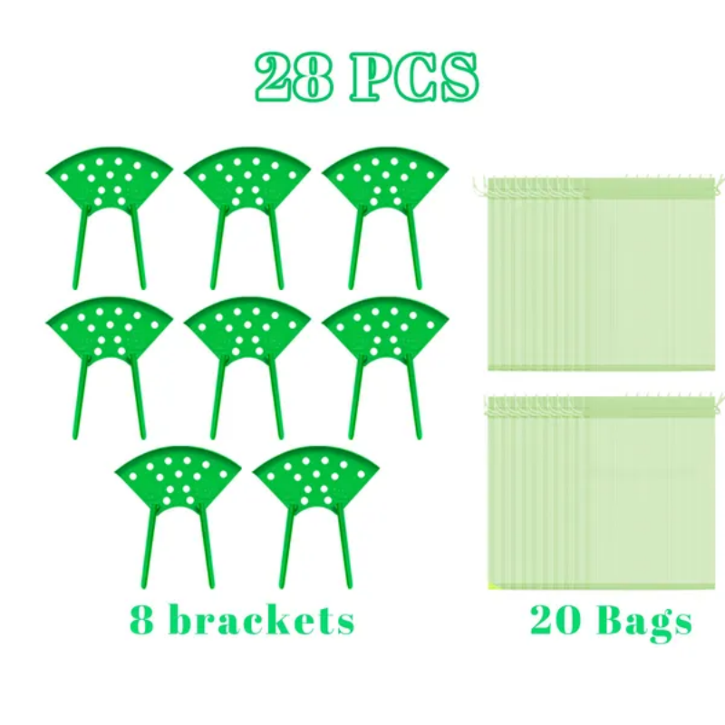 8Pcs Strawberry Planting Kit With 20Pcs Insect-proof Mesh Bag Reusable Strawberry Growing Racks Frame Protecting
