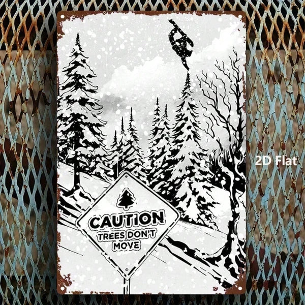 1pc 2D Flat Metal Sign Freeride Snowboard Plaque, Sturdy Metal Wall Art For Bars Bedrooms Restaurants Kitchens Home - view 5