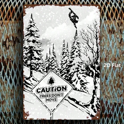 1pc 2D Flat Metal Sign Freeride Snowboard Plaque, Sturdy Metal Wall Art For Bars Bedrooms Restaurants Kitchens Home - view 5