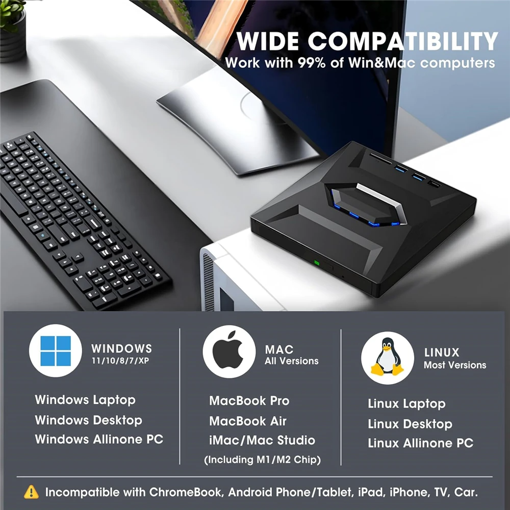 Grabadora externa de CD/DVD USB 3.0