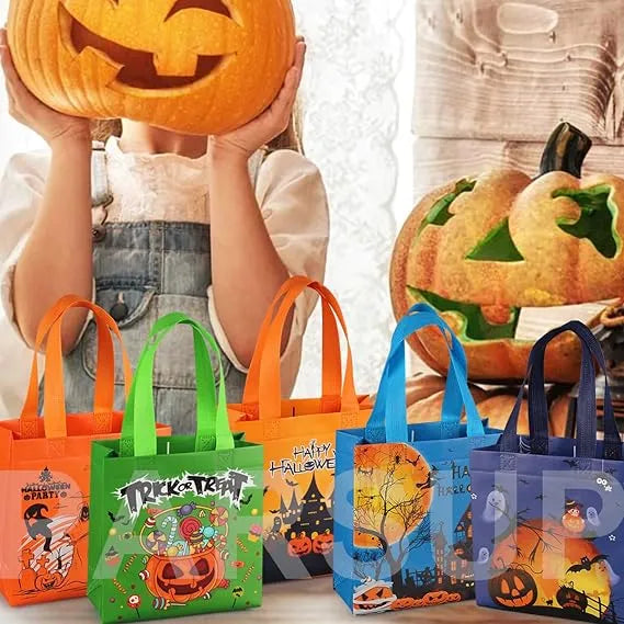 8PCS Halloween Trick or Treat Bags, Non-Woven Gift Tote Bags with Handles for Gifts Wrapping, Party Supplies - view 4