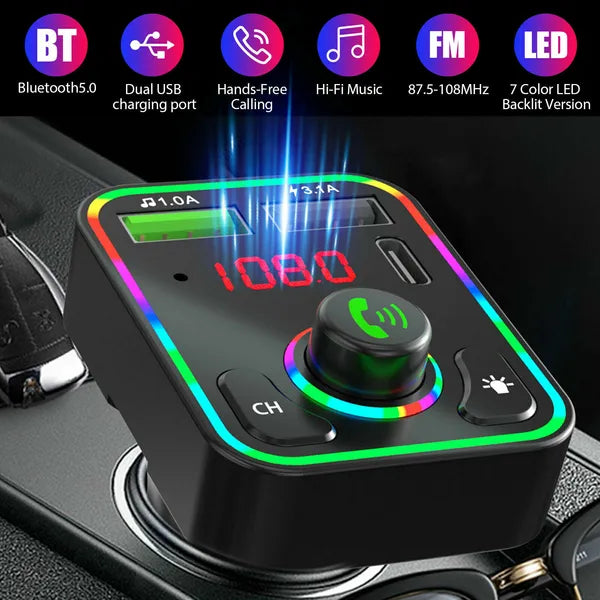 2 Pcs Wireless Car FM Transmitter Mini LED Screen MP3 Bluetooth 5.0 Fast PD Adapter - view 5