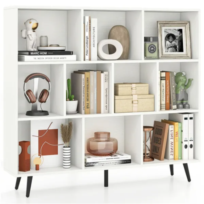 10 Cube Bookcase 3-Tier Modern Storage Organizer With 5 Metal Legs Bookshelves - view 6