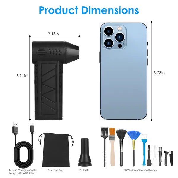 Compressed Air Duster With LED Light Up To 150000RPM Speed For PC - view 4