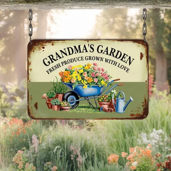 Grandma's Garden Vintage Metal Sign Garden Grown With Love Wall Decor Farmhouse Sign Gift For Mom - view 6