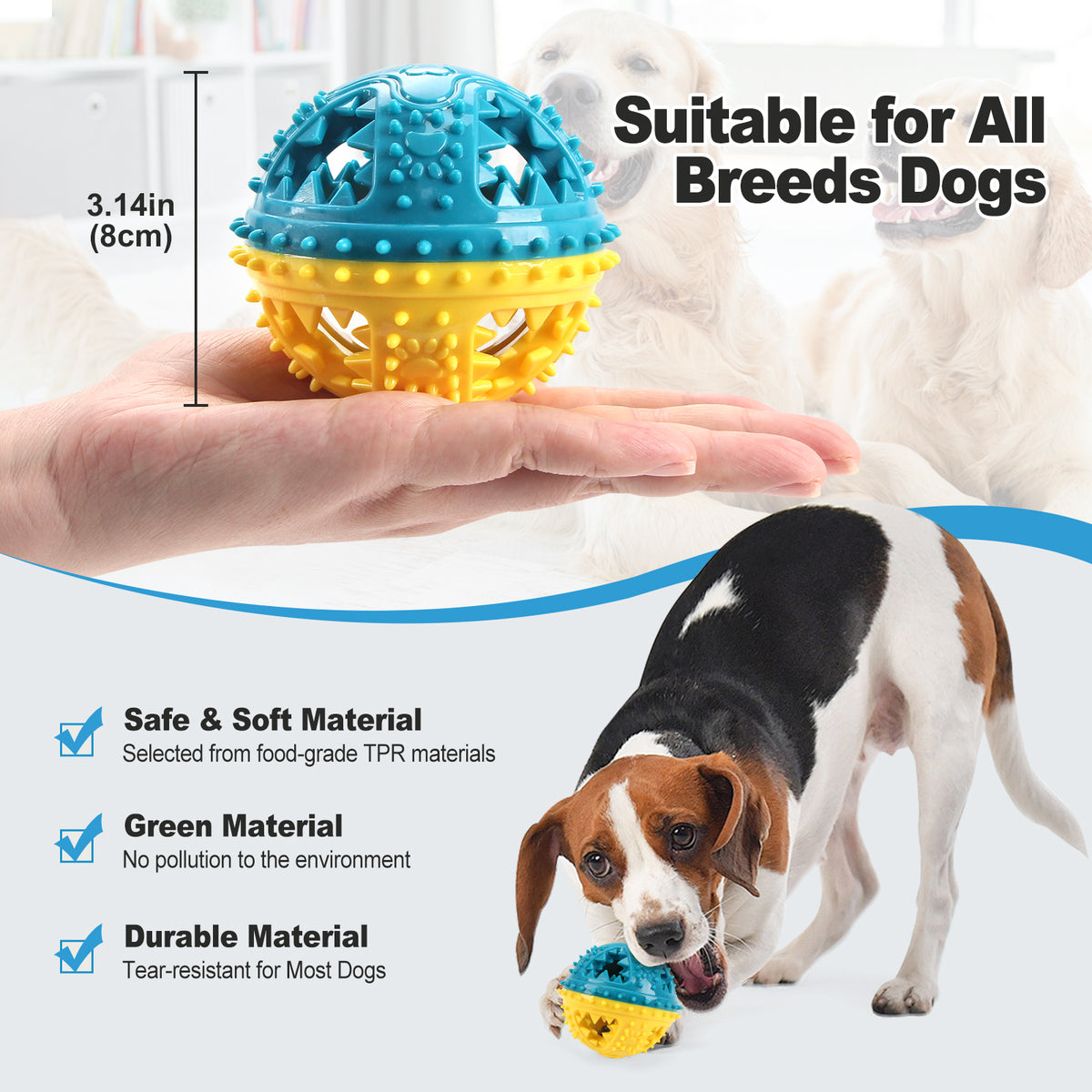 Dog Chew Toys Grinding Teeth Sound Ball Toys Leaking Food Balls Anti Bite Interactive Training Cleaning Teeth Toys Pet - view 3