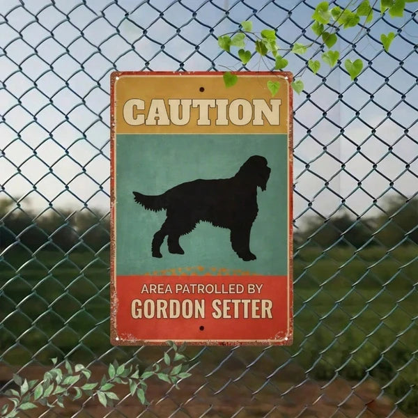 Vintage Gordon Setter Warning Sign, 2D Flat Metal Iron Plaque, Funny Caution Decor, Rustic Garden Gate Bar Wall Art - view 2