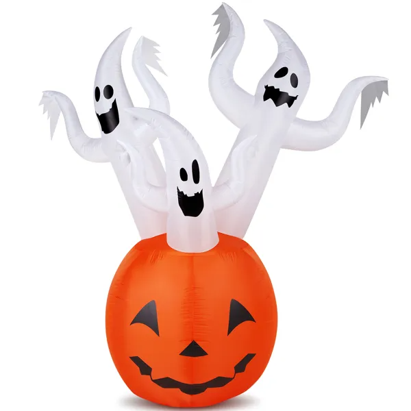 5.9 FT Halloween Inflatable Pumpkin Ghost Outdoor Decorations, Scary Blow Up Yard Decor With Built-in LED Lights - view 4