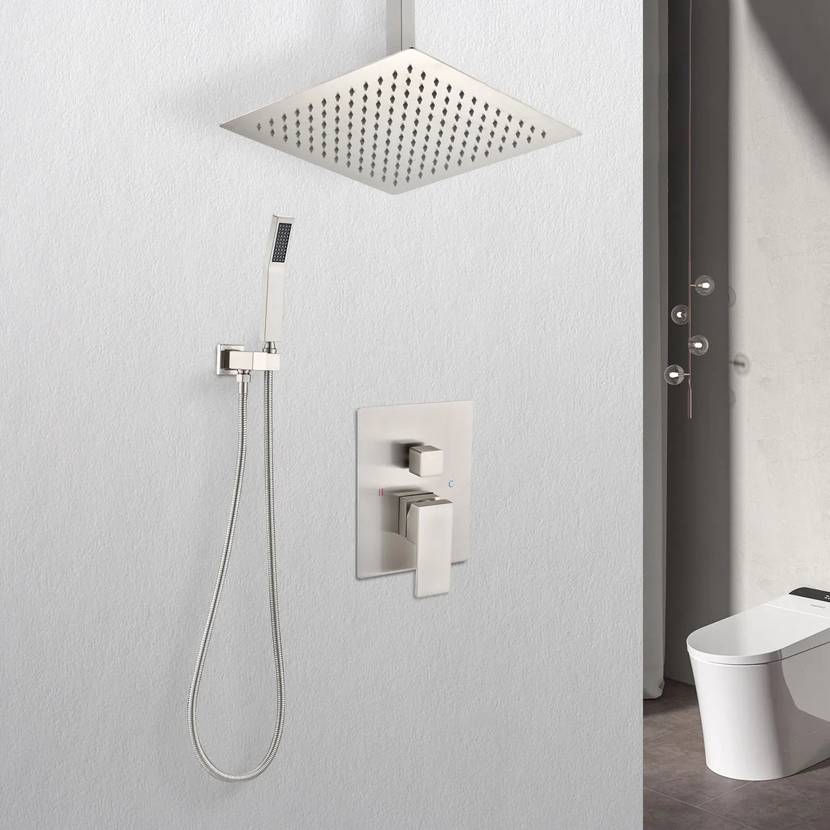 Ceiling Mounted Shower System Combo Set with Handheld and 16" Shower head