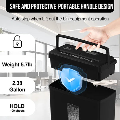 Paper Shredder For Home Use,5 Sheets Small Crosscut Paper Shredder,P-4 Security Level With 2.38-Gallon Basket - view 5
