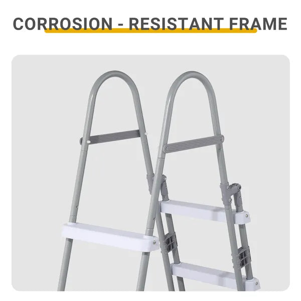 4 Steps 52in Pool Ladder Iron Grey Frame & White Steps Safety Ladder - view 5