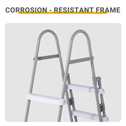4 Steps 52in Pool Ladder Iron Grey Frame & White Steps Safety Ladder - view 5