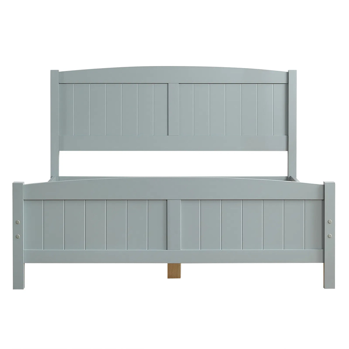Full Single Bed Frame Vertical Striped Decorative Curved Headboard and Footboard Bed Frame Painted + Melamine Veneer & - view 2