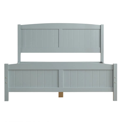 Full Single Bed Frame Vertical Striped Decorative Curved Headboard and Footboard Bed Frame Painted + Melamine Veneer & - view 2
