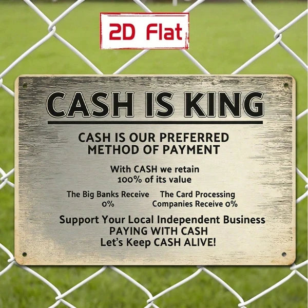 Cash Is King 2D Flat Metal Sign, Wall Decor Plaque Waterproof Outdoor Art - view 2