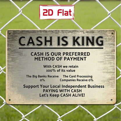 Cash Is King 2D Flat Metal Sign, Wall Decor Plaque Waterproof Outdoor Art - view 2