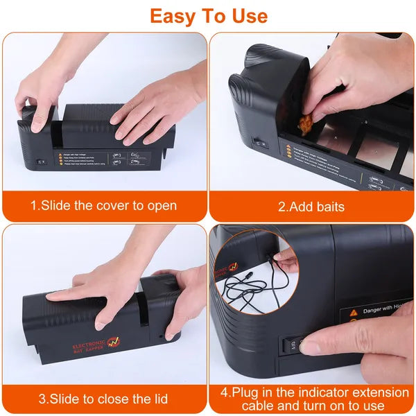 Electric Rat Trap Reusable Mice Trap Rodent Zapper Indoor Pest Control Rechargeable Shock Mice Killer With 1800V High - view 2