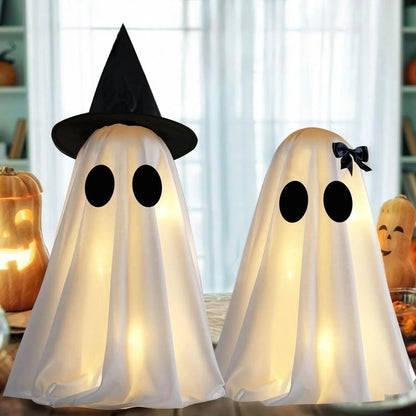 Light Up Halloween Scary Ghost Decorations, Set of 2 DIY Spooky Crafts for Indoor Home Mantel Shelf & Tabletop Decor - view 6