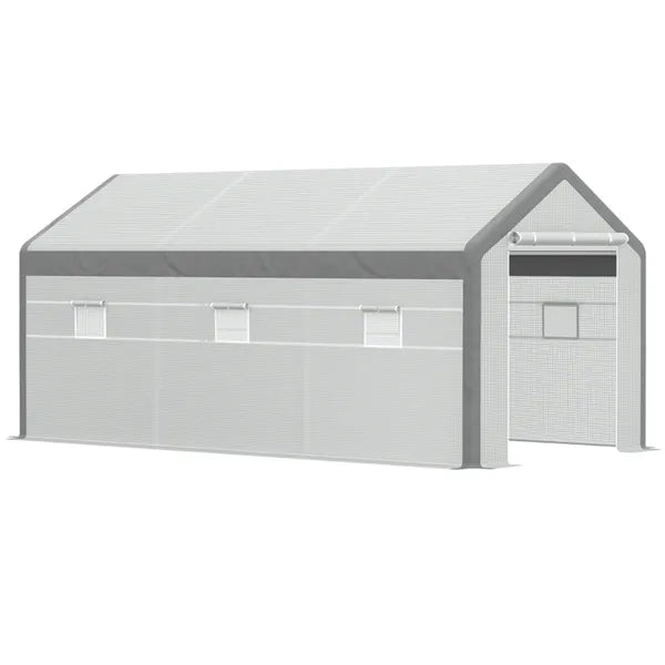 20' X10' X 9' Walk-in Greenhouse With Roll Up Door With 6 Closeable Windows - view 5