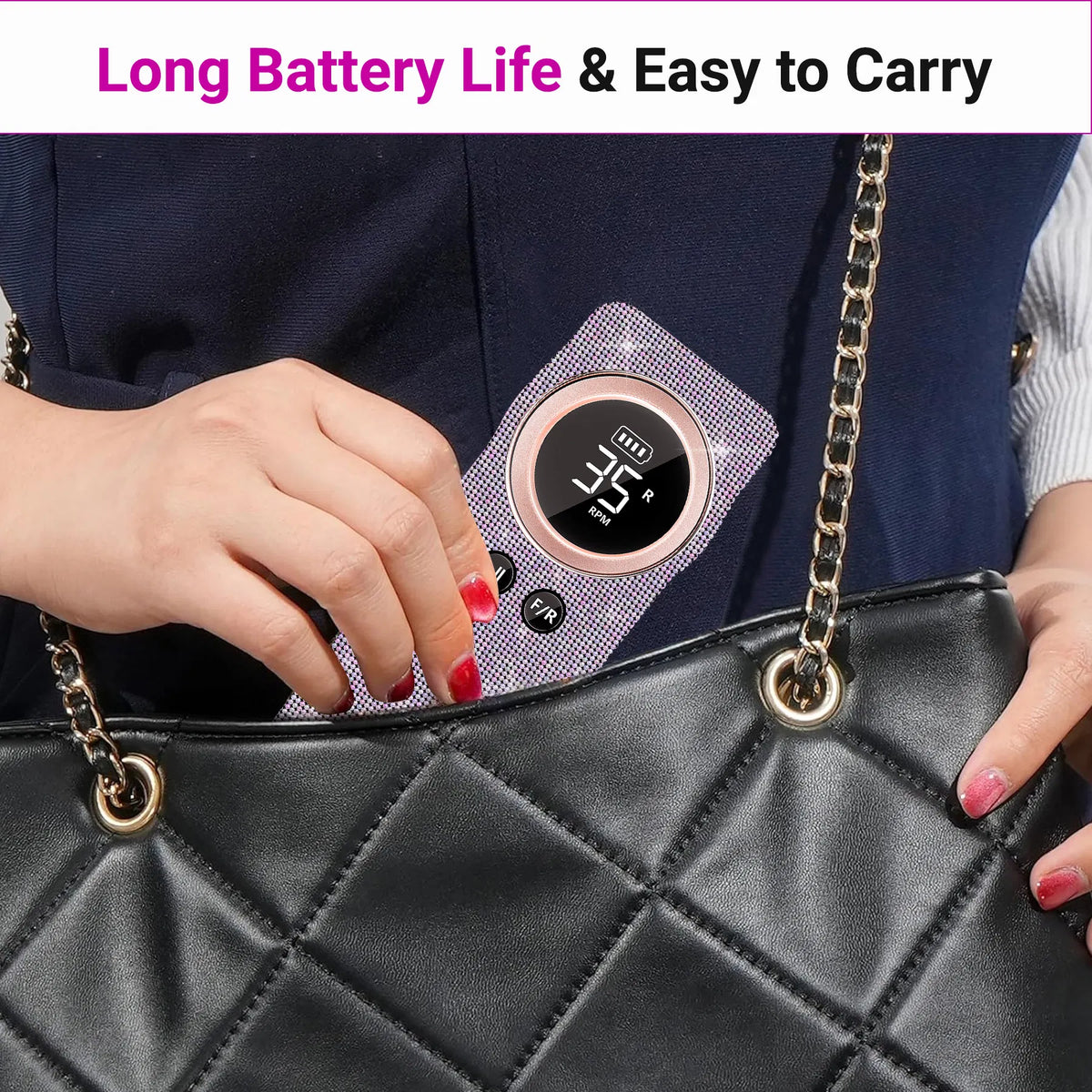 Portable Electric Nail Drill 35000RPM Nails Milling Cutter Wireless Pedicure Grinder Rechargeable Nail Drilling Machine - view 5