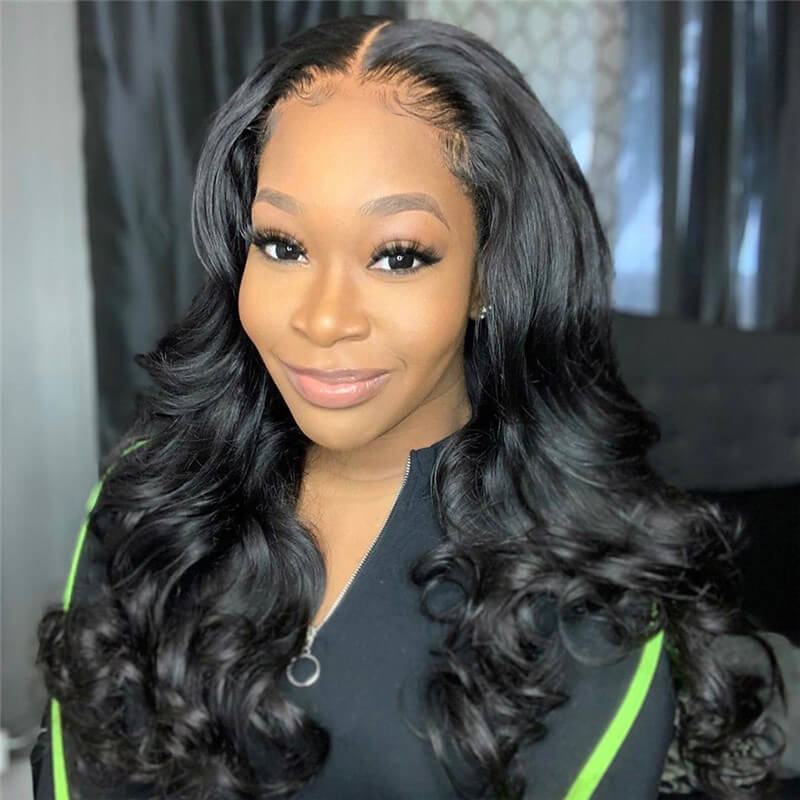 4x7 Lace Closure Wig Human Hair Natural Color Body Three-Dimensional Wave Density - view 4