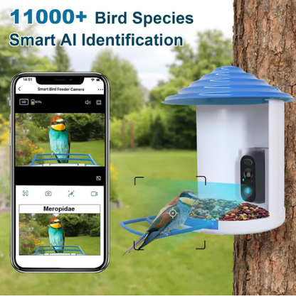 Smart Bird Feeder With Solar Powered Camera 1080P HD AI Identify PIR Motion Auto Capture Video Cloud Card Storage WiFi - view 5