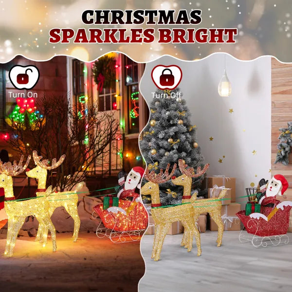 Lighted Reindeer Pulling Sleigh Christmas Decorations, Pre-lit Holiday Decor With270Warm White LEDfor Xmas Outdoor - view 10