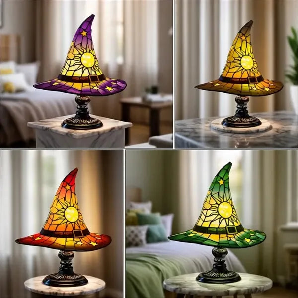 Witch Hat Lamps, USB Stained Resin Glowing Gothic Retro Resin Lamp For Bedroom Party With Mystical Charm - view 5
