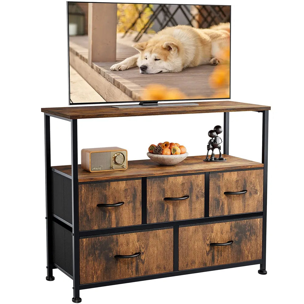 Dresser For Bedroom, Chest Of Drawers, 5 Drawer Dresser, Closet Fabric Dresser With Metal Frame Tv Stand - view 5