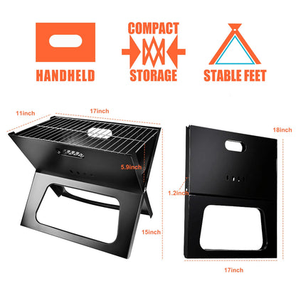 Portable Charcoal Grill - Mini BBQ Grill - Small Table Top Charcoal Grill For Camping, Outdoor Cooking - view 8
