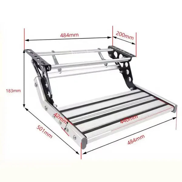 Manual Single Layer RV Step - Anti-slip Pedals With Enhanced Aluminum Alloy, Anodized, Strong Spring Elasticity - view 5