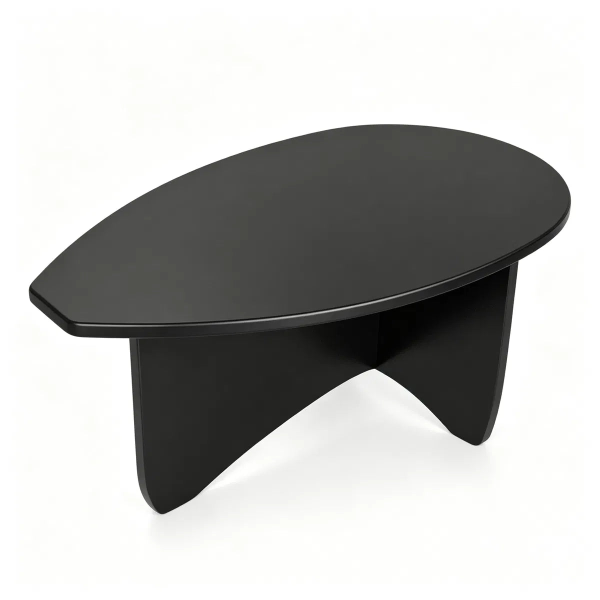 Oval Modern Coffee Table, Engineered Wood Low Accent Table with TShaped Arched Base - view 4