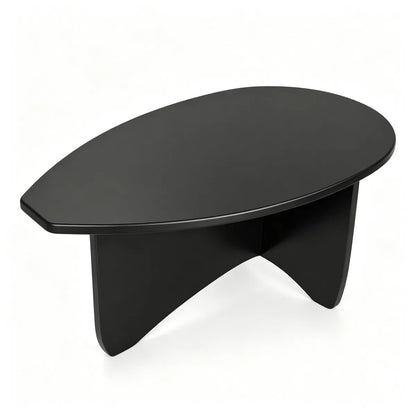 Oval Modern Coffee Table, Engineered Wood Low Accent Table with TShaped Arched Base - view 4