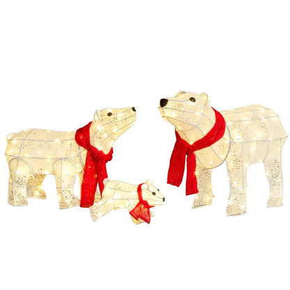 Set Of 3 Lighted Polar Bear Family Christmas Decorations, Pre-lit Holiday Decor With 190 Warm White LED Lights For Xmas - view 8