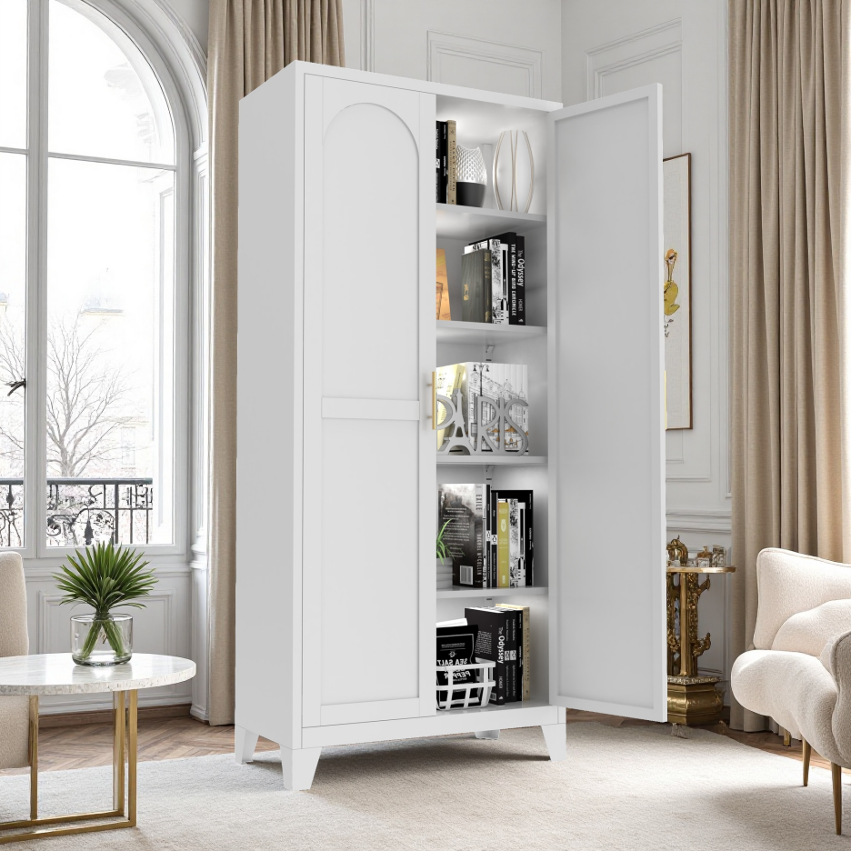 71'' 2 Shapely Doors Cabinet, Metal Storage Cabinet With Doors And Adjustable Shelves, For Bedroom, Living Room - view 7