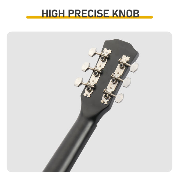 Matte Black 41-inch Dreadnought Barrel-shaped Cutaway Acoustic Guitar With Pick, Strings, Capo, Gig Bag, Tuner - view 4