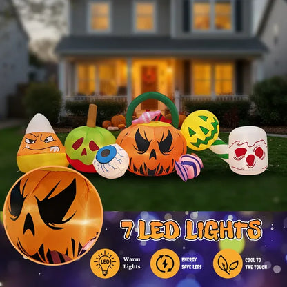 8FT Long Halloween Inflatables Pumpkins Eyeball Candy Outdoor Decorations - view 4