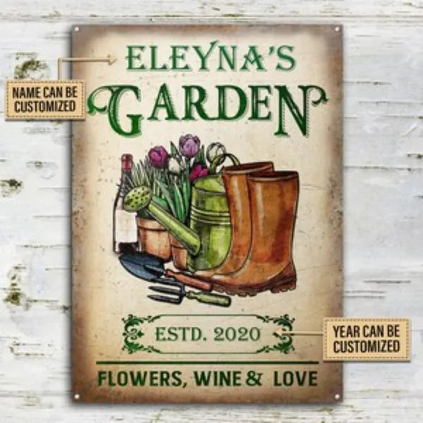 Personalized Gardening Flowers Love Metal Sign Plant Smiles Grow Love Vintage Garden Wall Decor - view 5