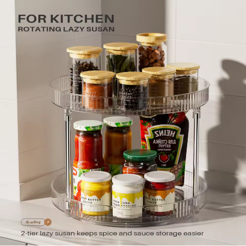 Pack Of 2 Double-layer Turntable Rotating Spice Rack Organization Spinning Organizer - view 5