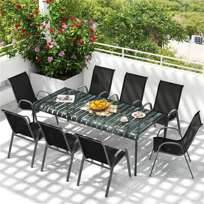 Black 2 Pack Stackable Patio Dining Chairs, Ergonomic Steel Frame Breathable Fabric Outdoor Chairs 330 LBS Capacity - view 3