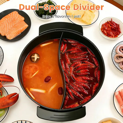 6L Large Capacity Electric Hot Pot With Divider, 5 Gear Adjustable Temperature Non-Stick Electric Cooker - view 2