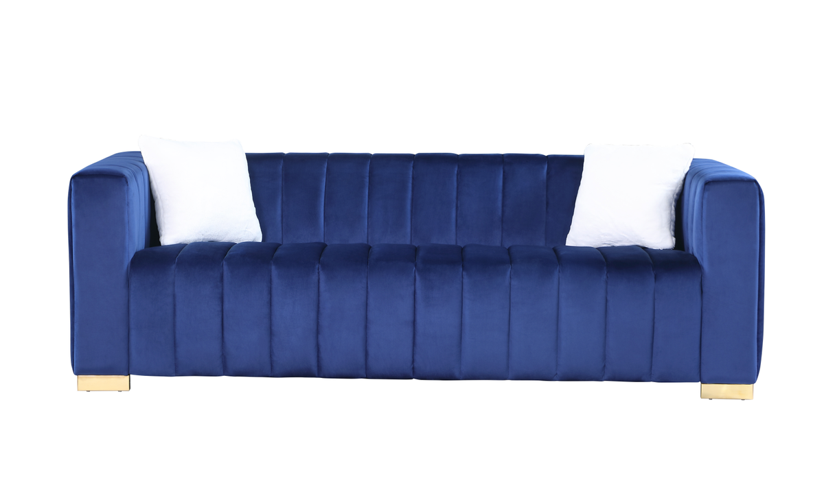 A Modern Channel Sofa Take On A Traditional Chesterfield,Navy Blue Color,3 Seater - view 2