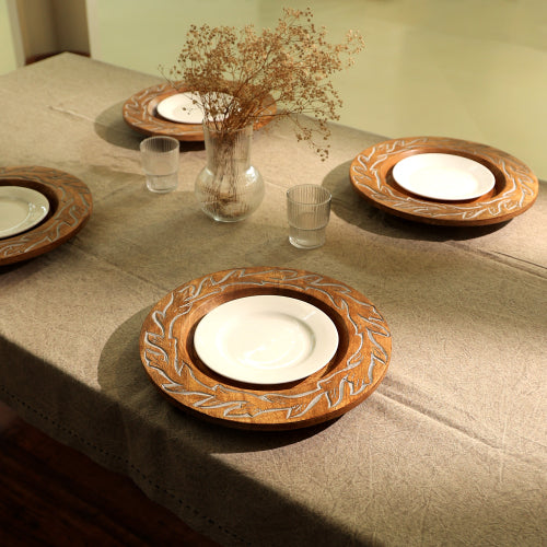 Handcrafted Wood Charger Plate Wooden Dinning Placemat Artisan Wood Tableware - view 8