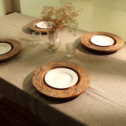 Handcrafted Wood Charger Plate Wooden Dinning Placemat Artisan Wood Tableware - view 8