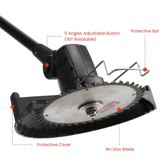 3-in-1 Cordless Electric Pole Saw & Mini Chainsaw & Grass Trimmer Kit With Adjustable Length 2Pcs 21V 1500mAh Batteries