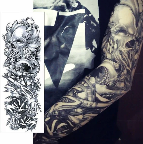 5Pcs Large Temporary Body Art Arm Tattoo Sticker Sleeve Man Women Waterproof USA - view 3
