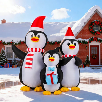 6FT Lighted Christmas Inflatable Decoration, Inflatable Penguin Family - view 2